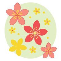 Pretty Pastel Floral Spring Blossoms Circle Design Pattern vector