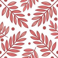 Red Leaf Branch Pattern Simple Botanical Seamless Design vector