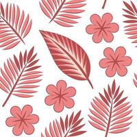 Red Floral Tropical Leaf Pattern Seamless Botanical Design vector
