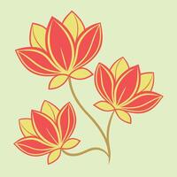 Elegant Red and Yellow Lotus Flowers Artistic Botanical Design vector