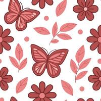 Pretty Pink Butterflies Floral Seamless Pattern Design vector