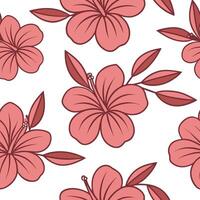 Elegant Pink Hibiscus Floral Pattern Seamless Design Textile vector