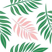 Tropical Palm Leaves, Pink and Green, Summer Pattern Design vector