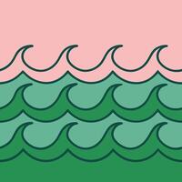 Ocean Waves Pattern Pink, Green, Teal, Sea, Summer, Beach, Abstract, Graphic, Design, Repeat vector