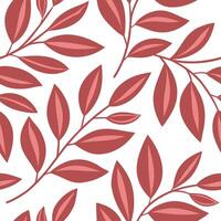 Seamless Red Leaf Pattern Botanical, Nature, Elegant, Simple, White Background vector