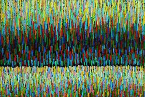 Summer motifs of a flowering meadow in an abstract pattern on canvas. photo