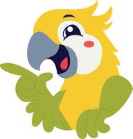 Happy Yellow Parrot Pointing Digitally vector