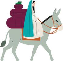 Las Posadas a donkey carrying bundles, symbolizing the journey of Mary and Joseph vector