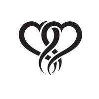 two hearts with intertwined lines on a white background vector