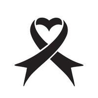 black ribbon with heart symbol vector