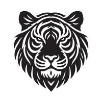 a tiger head with a black and white design vector