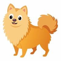 Cartoon dog spitz isolated on white background. Side view. vector