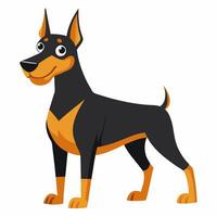 Beautiful cartoon dog doberman isolated on white background. Side view. vector