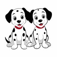 Cute cartoon two dalmatians dogs isolated on white background. Front view. vector