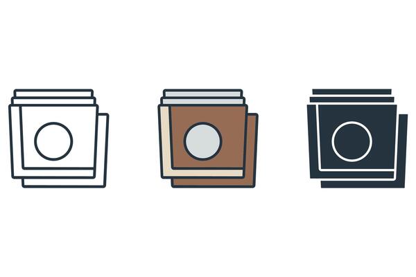 album collection.icons isolated on White Background