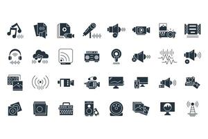 Audio icons set isolated on White Background vector
