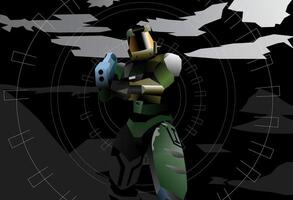 A gaming solider with a weapon on an unknown planet vector