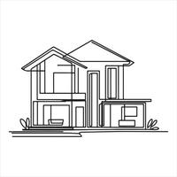 The modern of an abstract house in continuous line drawing style silhouette on white background vector