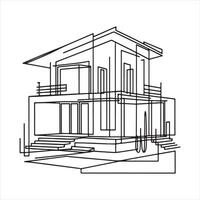 The modern of an abstract house in continuous line drawing style black silhouette on white background vector