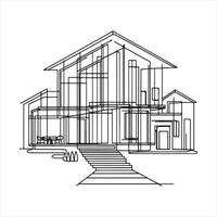 The modern illustration of an abstract house in continuous line drawing style black silhouette on white background vector