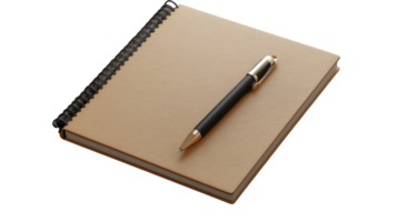 A notebook with a pen on top of it png