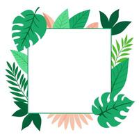 Decorative tropical leaves wrap around an elegant frame for a unique art design. vector