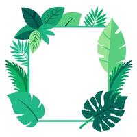 Exotic tropical leaves create a beautiful, natural frame wrapping around the design. vector