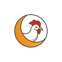 Unique chicken logo combining a crescent moon poultry icon design. vector
