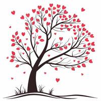 A Stunning Depiction of a Tree of Love in Bloom with Colorful Hearts and Artistic Style vector