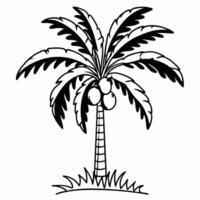 Artistic Coconut Tree Silhouette with Texture for Tropical Graphic Design vector