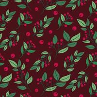 Seamless Pattern with Christmas Holly Berries. vector