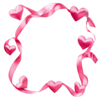 Elegant Pink Heart Frame with Ribbons on Transparent Background png
