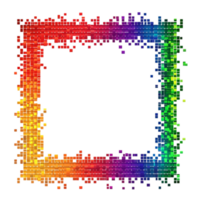 Abstract Pixel Art Square Border with Rainbow Colors on Transparent Background png