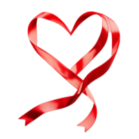 Red ribbon in the shape of a heart on a transparent background png