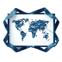 Abstract World Map with Colorful Arrows on Transparent Background png