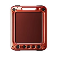 A Red Portable Game Console Displaying A Game On Transparent Background png
