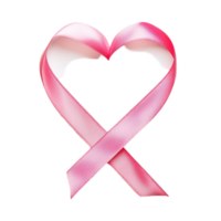 Pink Ribbon in the Shape of a Heart on Transparent Background png