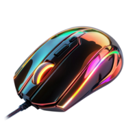 Modern Computer Mouse with Colorful Light on Transparent Background png