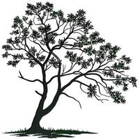 Green Tree Drawing Illustration for Nature and Art Project vector