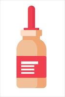 Dropper bottle with an illustration with a red label vector