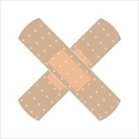 Two crossed adhesive bandages with polka dot pattern on a white background vector