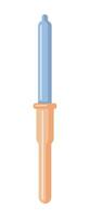 Illustration of a curling iron with a blue barrel and beige handle isolated on white background vector