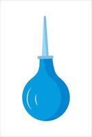 Blue medical enema bulb with nozzle on white background. vector