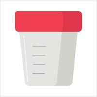 Plastic container with red lid and measurement lines vector