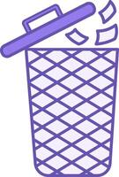 Colored Trash Icon. Icon. Trash Can with Lid and Junk Files. Office Concept vector