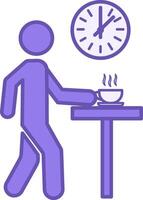 Colored Coffee Break Icon. Icon. Man Drinking Hot Coffee on the Table. Rest Time, Clock. Office Concept vector