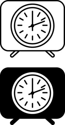 Clock Icons. Black and White Icon. Working Hours. Interior Item. Office Concept
