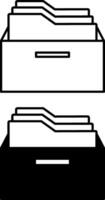 Archive Icons. Black and White Icon. Folders in Drawer. Document Storage. Office Concept vector
