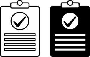 Clipboard Icons. Black and White Icon. Checklist with Checkmark. Office Concept vector
