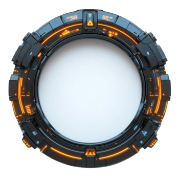 avancerad cirkulär objekt med ljus effekter på transparent bakgrund png